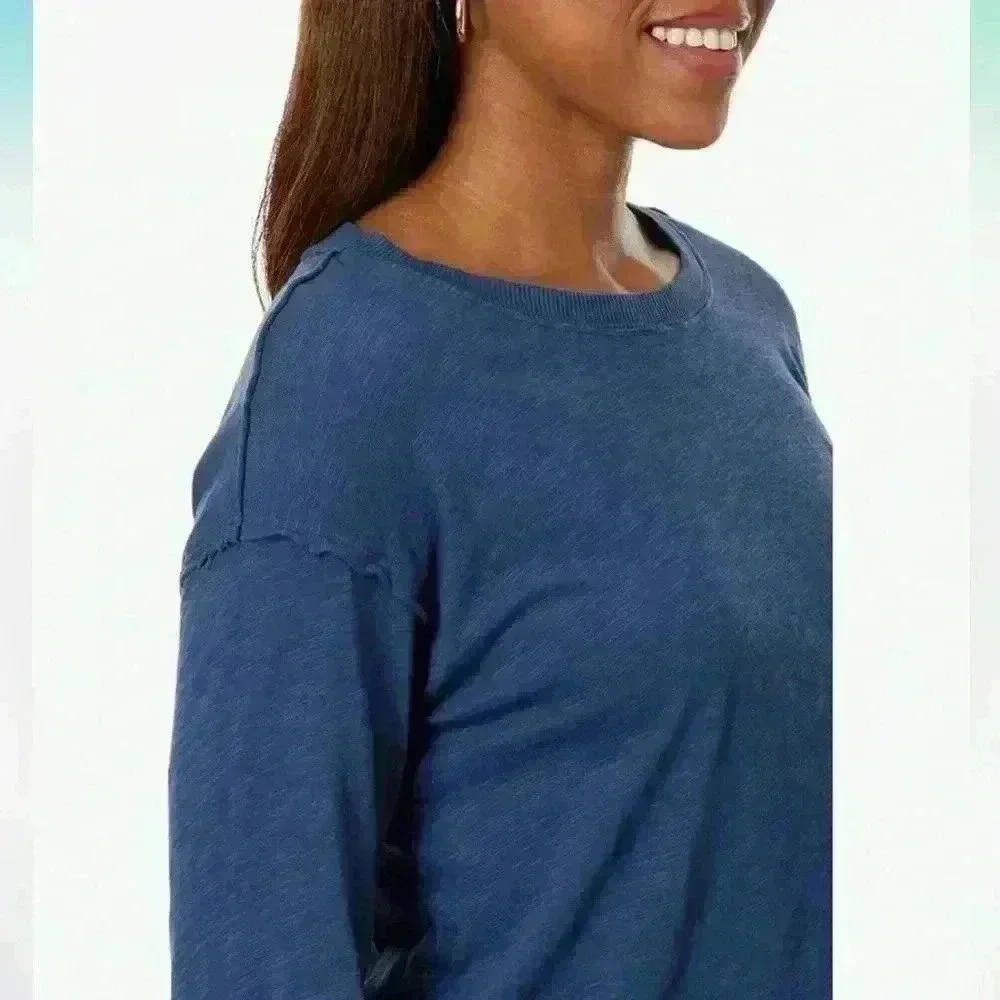 NWT Bobi Los Angeles Cropped Boxy Top ~ Coast Blue ~ Large - Picture 3 of 8
